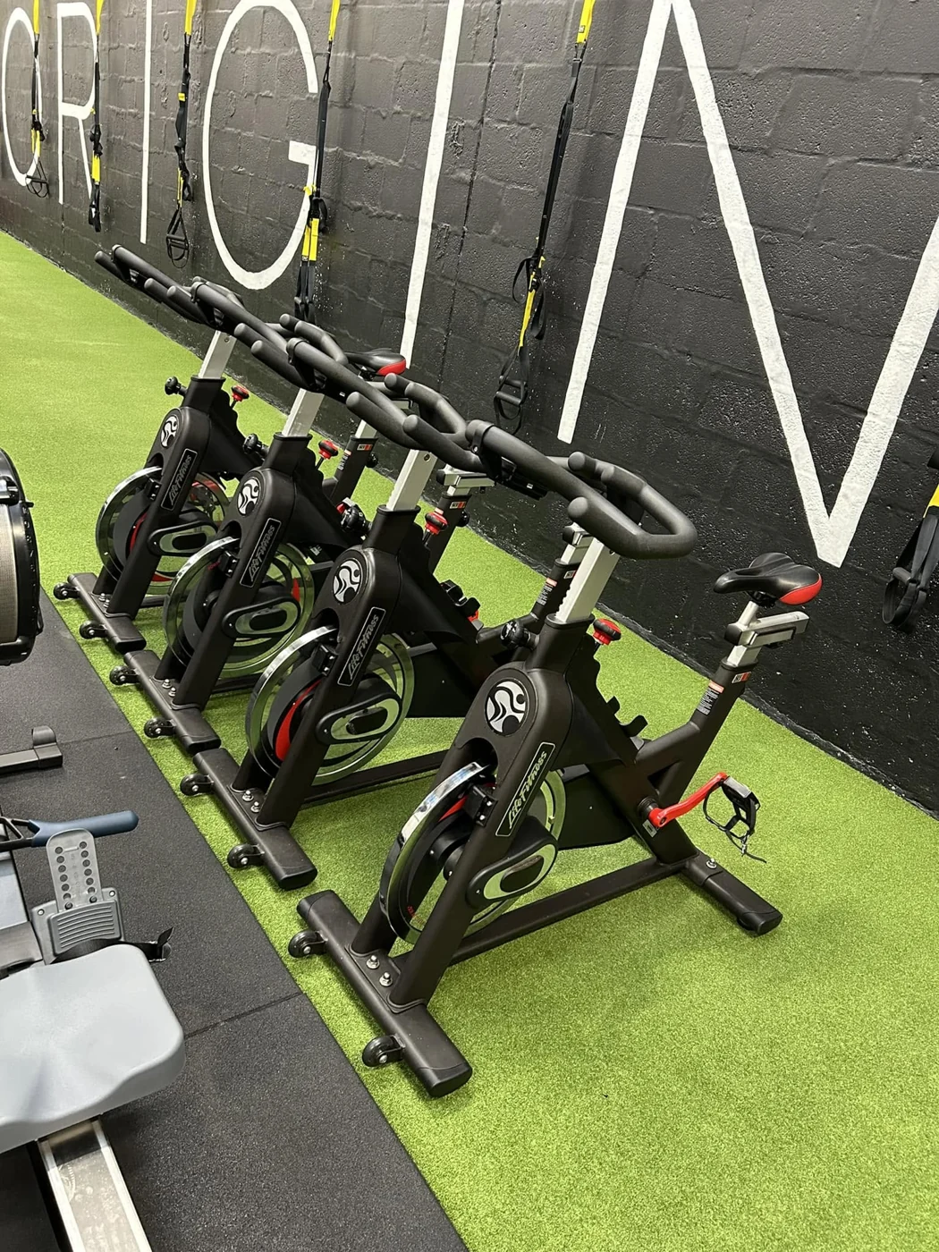 Indoor cycling bikes at Origin